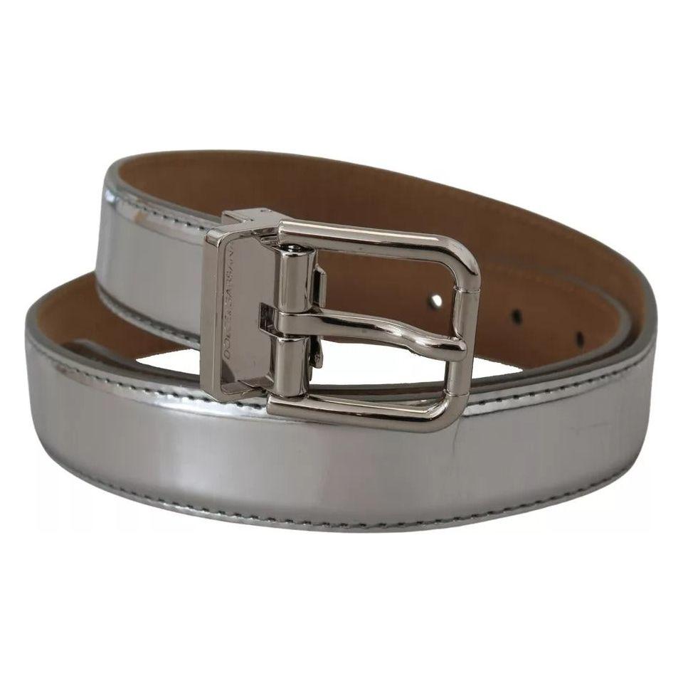 Dolce & Gabbana Silver Leather Metal Buckle Belt Dolce & Gabbana