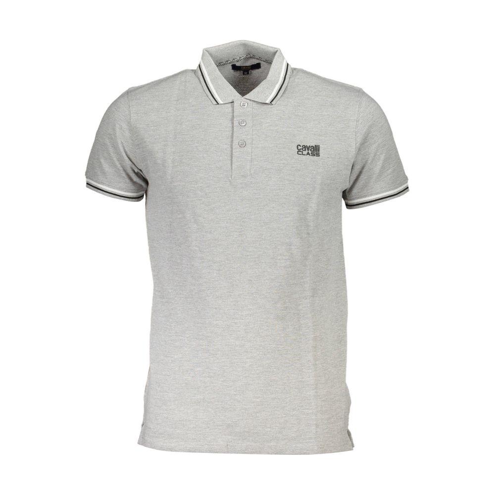 Cavalli Class Gray Cotton Polo Shirt Cavalli Class