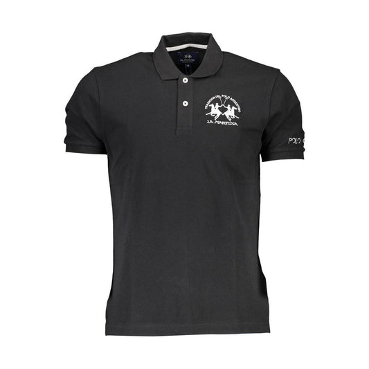 La Martina Black Cotton Men Polo Shirt La Martina