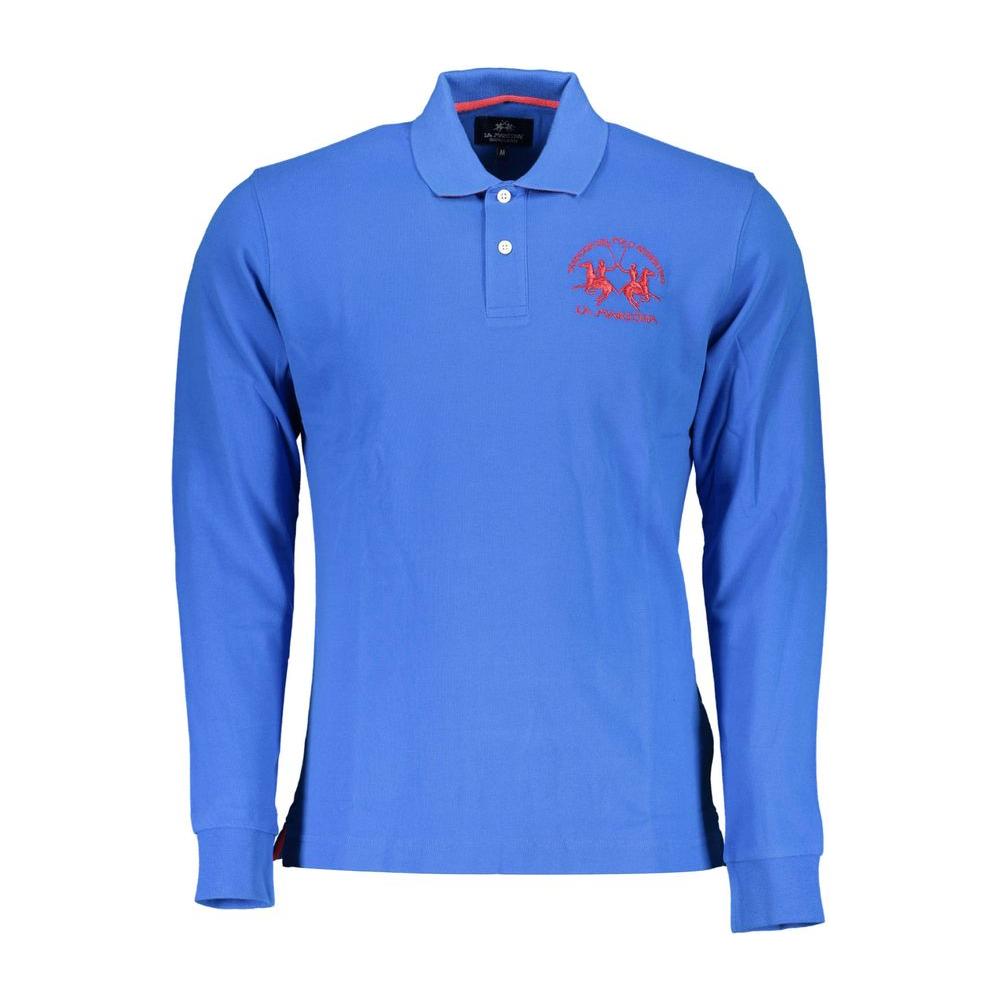 La Martina Blue Cotton Men Polo Shirt La Martina