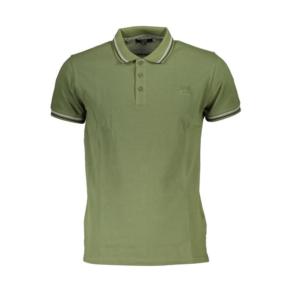 Cavalli Class Green Cotton Polo Shirt Cavalli Class