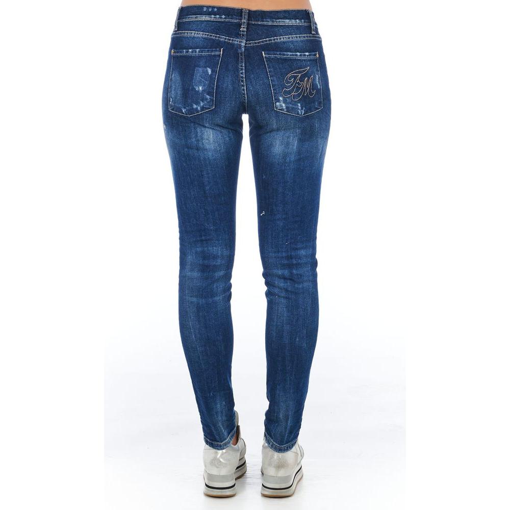 Frankie Morello Blue Cotton Women Jean Frankie Morello