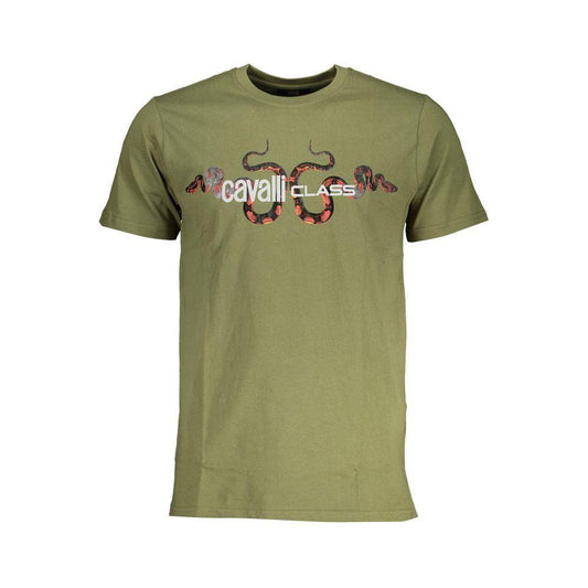 Cavalli Class Green Cotton T-Shirt Cavalli Class