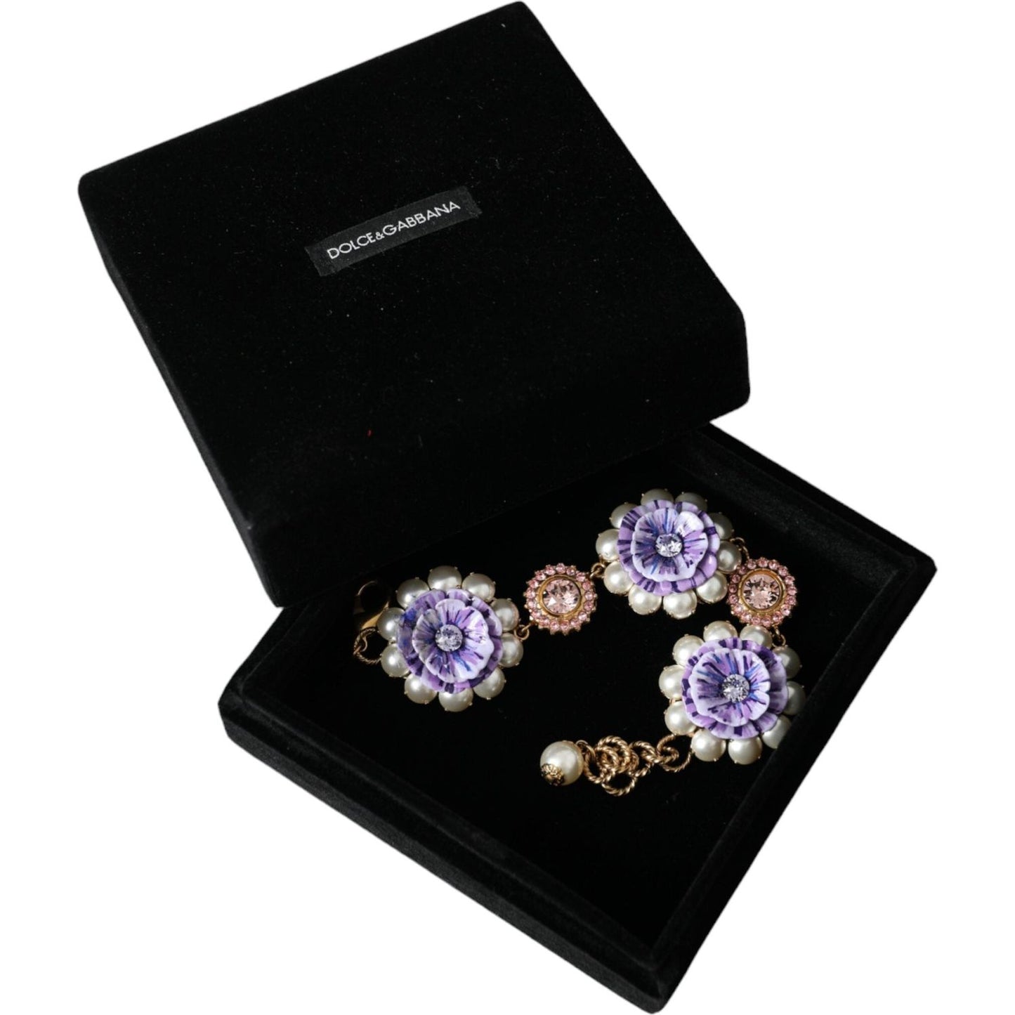 Dolce & Gabbana Gold FIORI BLOOMING Floral Baroque Crystals Bracelet Necklace Dolce & Gabbana