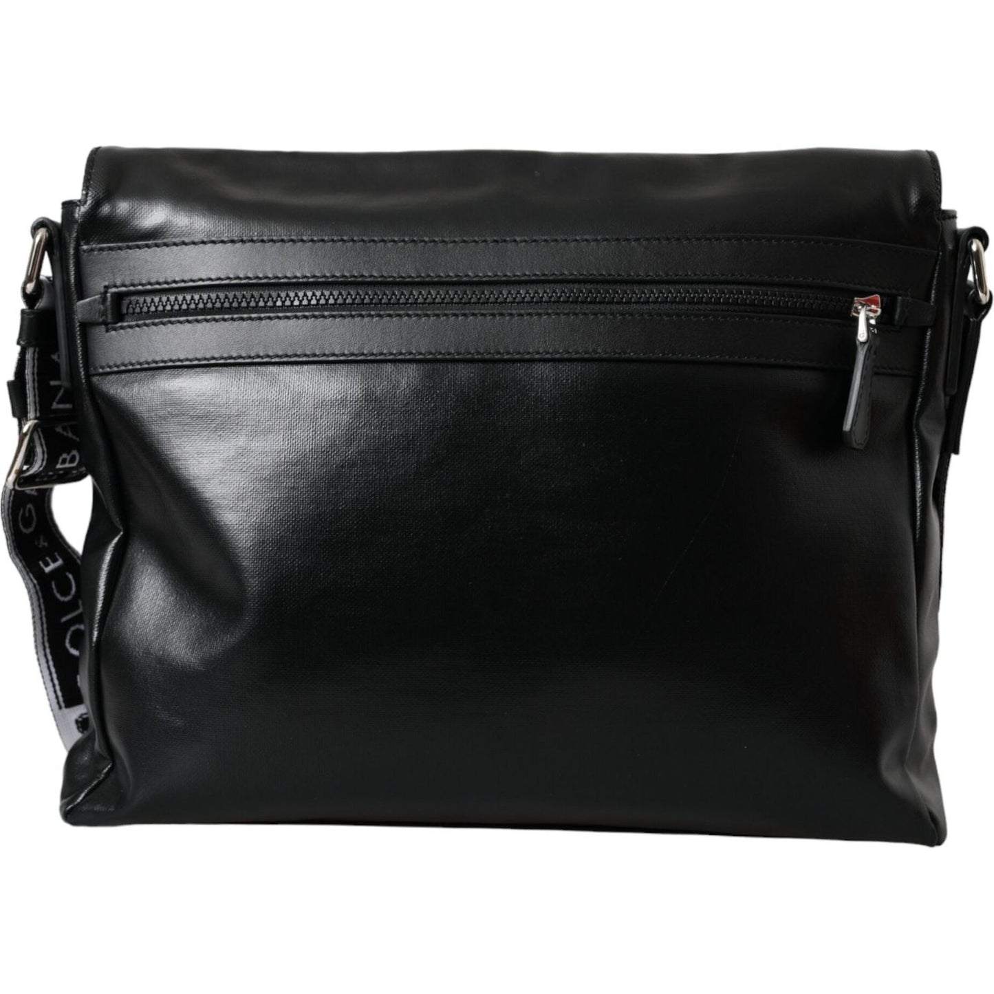 Dolce & Gabbana Black Calfskin Coated Canvas Logo Panel Messenger Bag Dolce & Gabbana