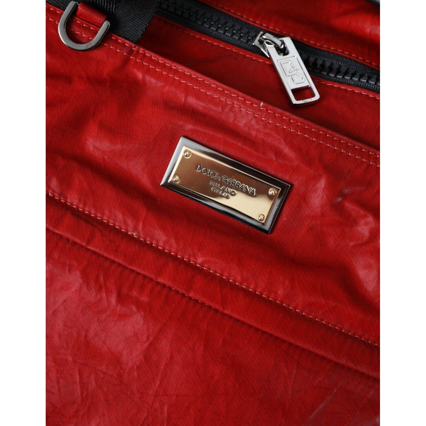 Dolce & Gabbana Red Nylon Calfskin Hand Shoulder Duffel Bag Dolce & Gabbana