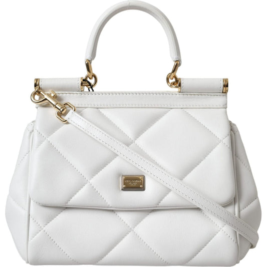 Dolce & Gabbana White Quilted Leather SICILY Shoulder Purse Satchel Bag Dolce & Gabbana