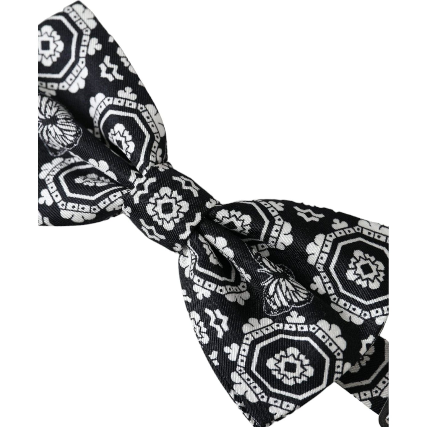 Dolce & Gabbana Black White Printed Adjustable Neck Men Bow Tie Dolce & Gabbana