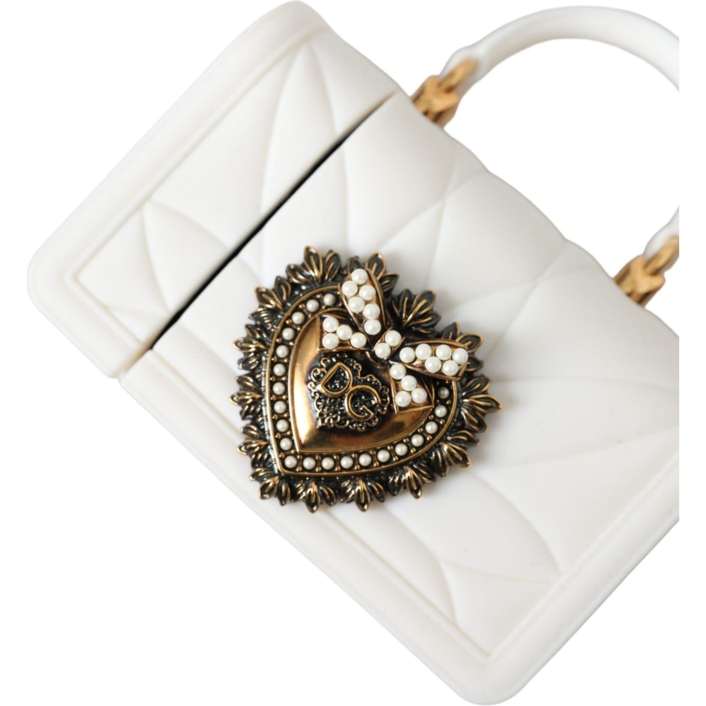 Dolce & Gabbana White Silicone Devotion Heart Cover Hand Bag Airpod Case Dolce & Gabbana