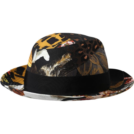 Dolce & Gabbana Multicolor Patchwork Women Fedora Wide Brim Hat Dolce & Gabbana