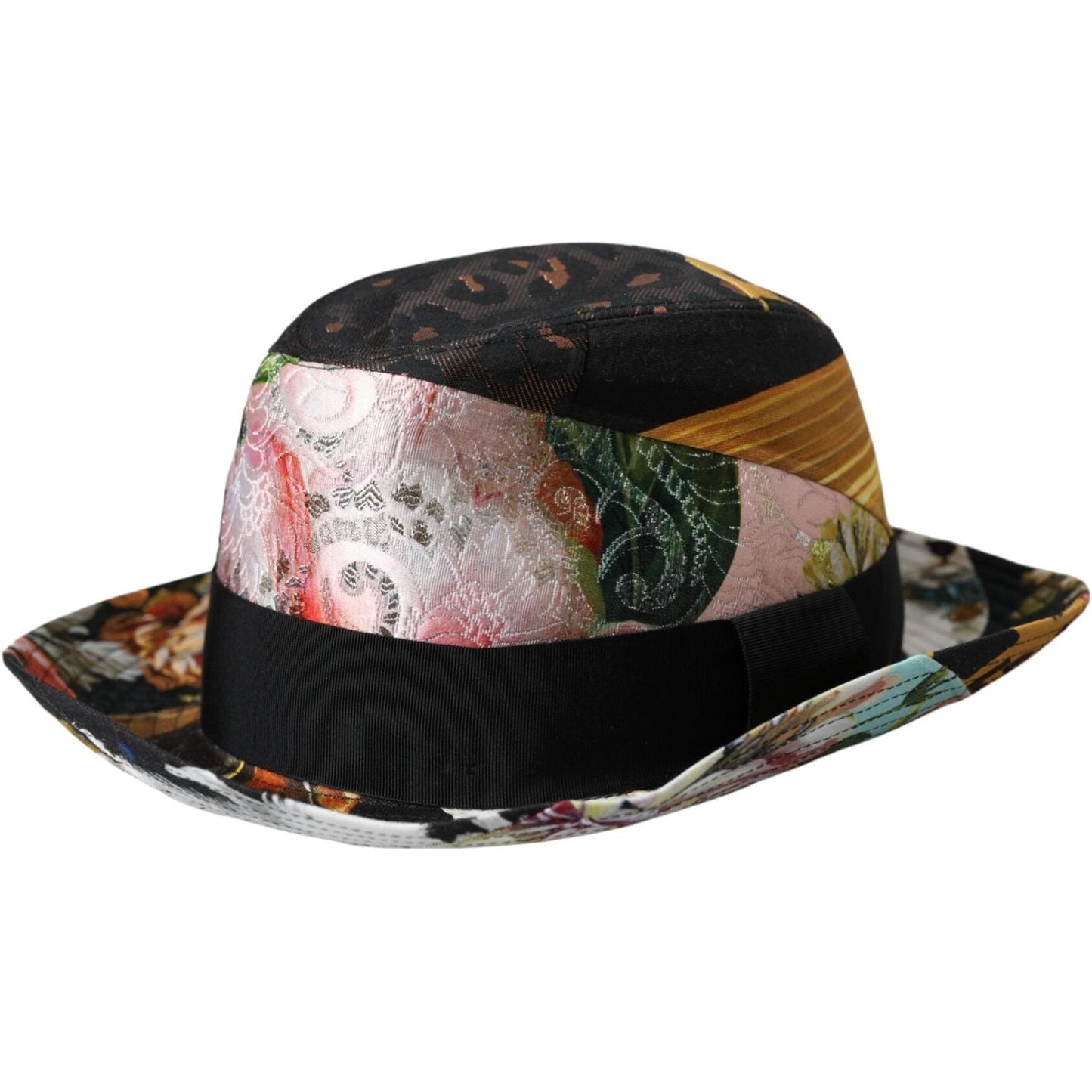 Dolce & Gabbana Multicolor Patchwork Women Fedora Wide Brim Hat Dolce & Gabbana