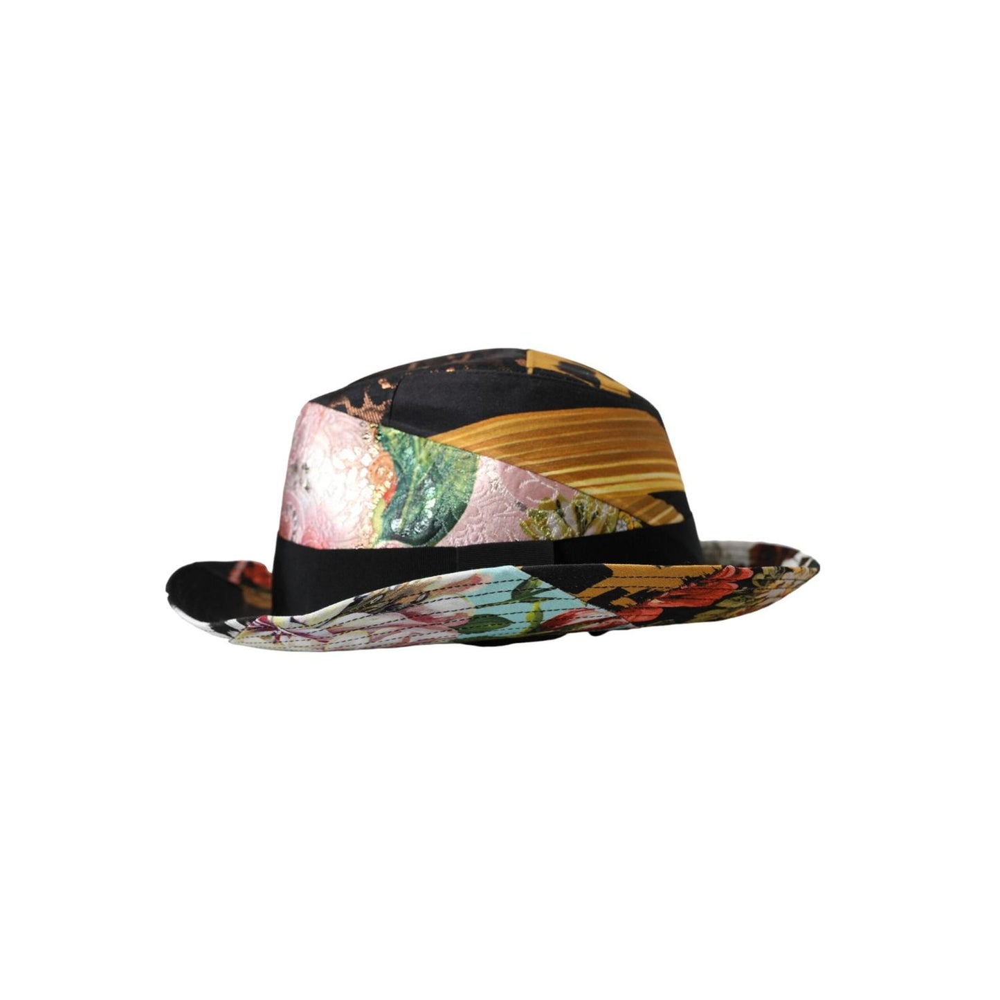 Dolce & Gabbana Multicolor Patchwork Women Fedora Wide Brim Hat