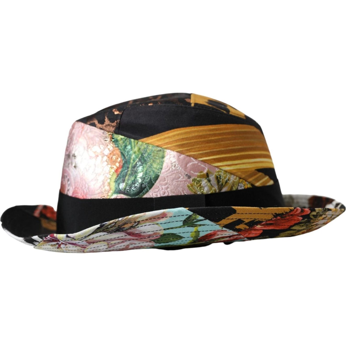 Dolce & Gabbana Multicolor Patchwork Women Fedora Wide Brim Hat Dolce & Gabbana