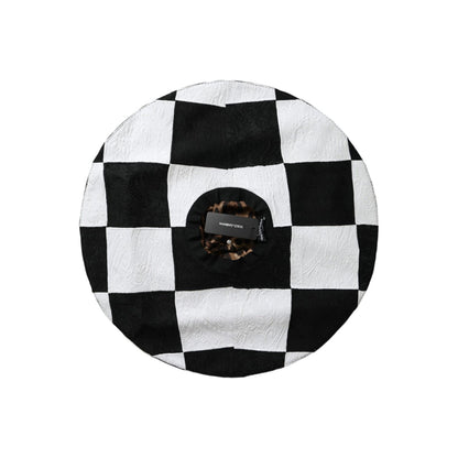 Dolce & Gabbana Black White Checkered Wide Brim Floppy Hat