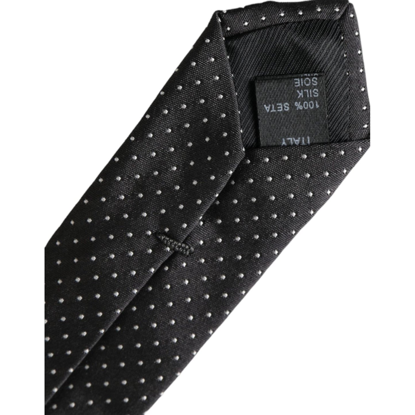 Dolce & Gabbana Black Polka Dot Silk Adjustable Men Tie Dolce & Gabbana