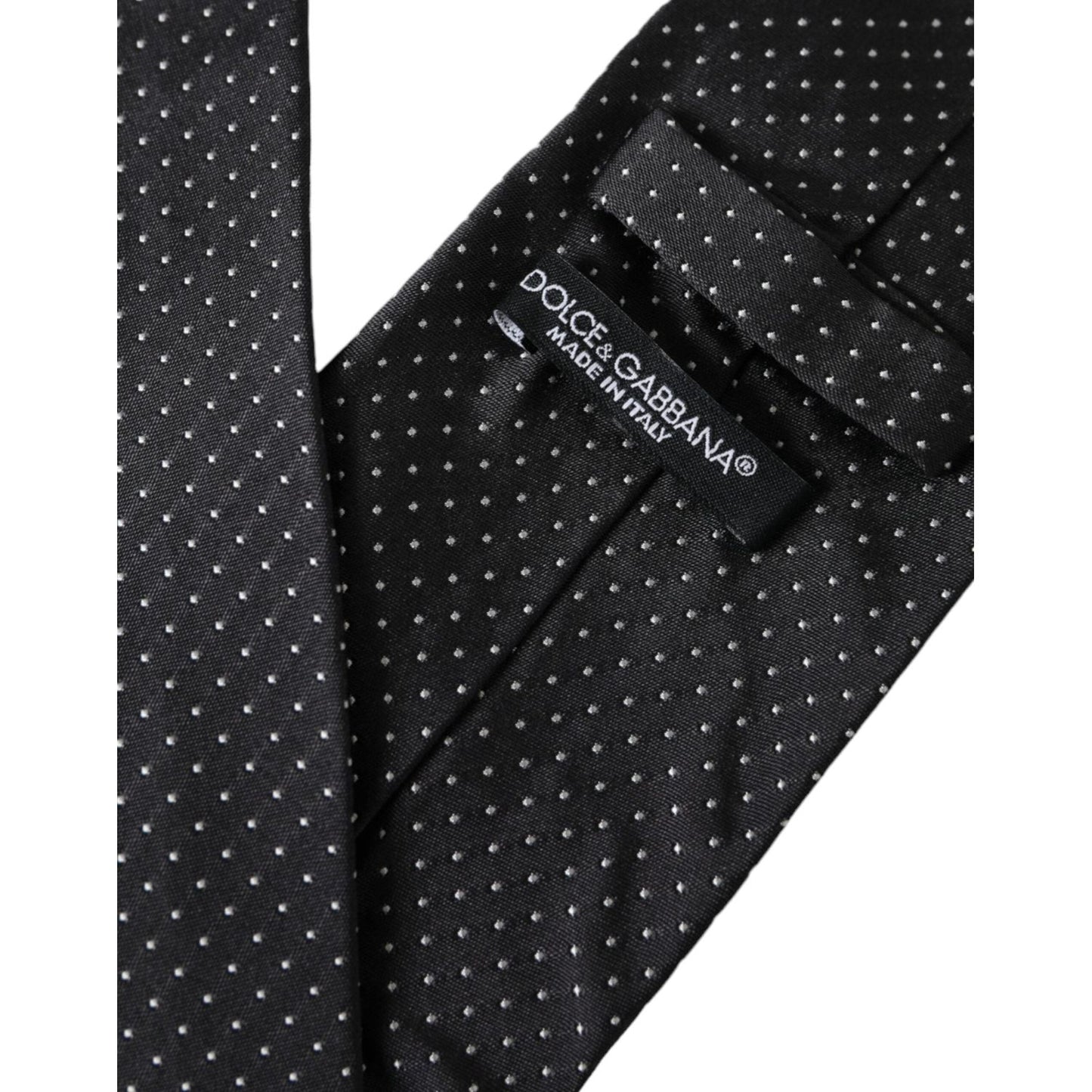 Dolce & Gabbana Black Polka Dot Silk Adjustable Men Tie Dolce & Gabbana