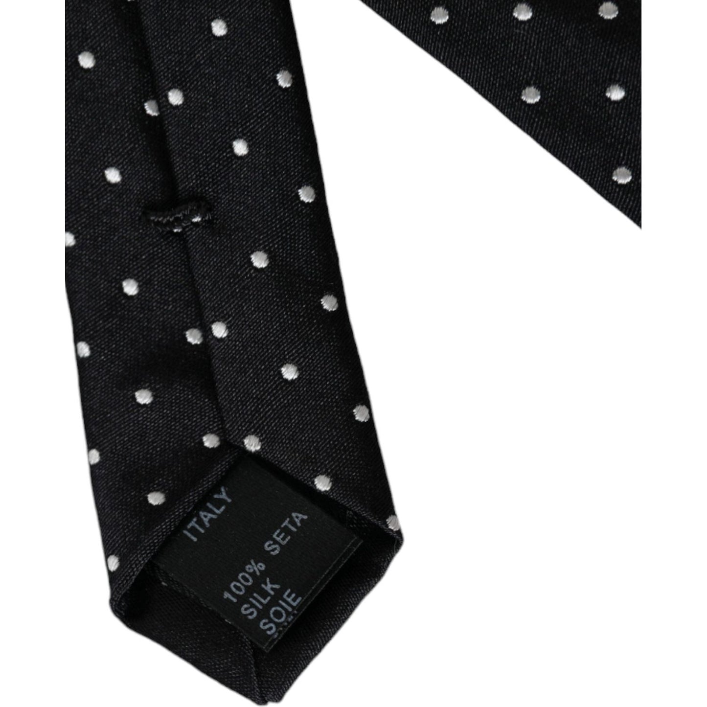 Dolce & Gabbana Black Polka Dot Silk Skinny Adjustable Men Tie Dolce & Gabbana