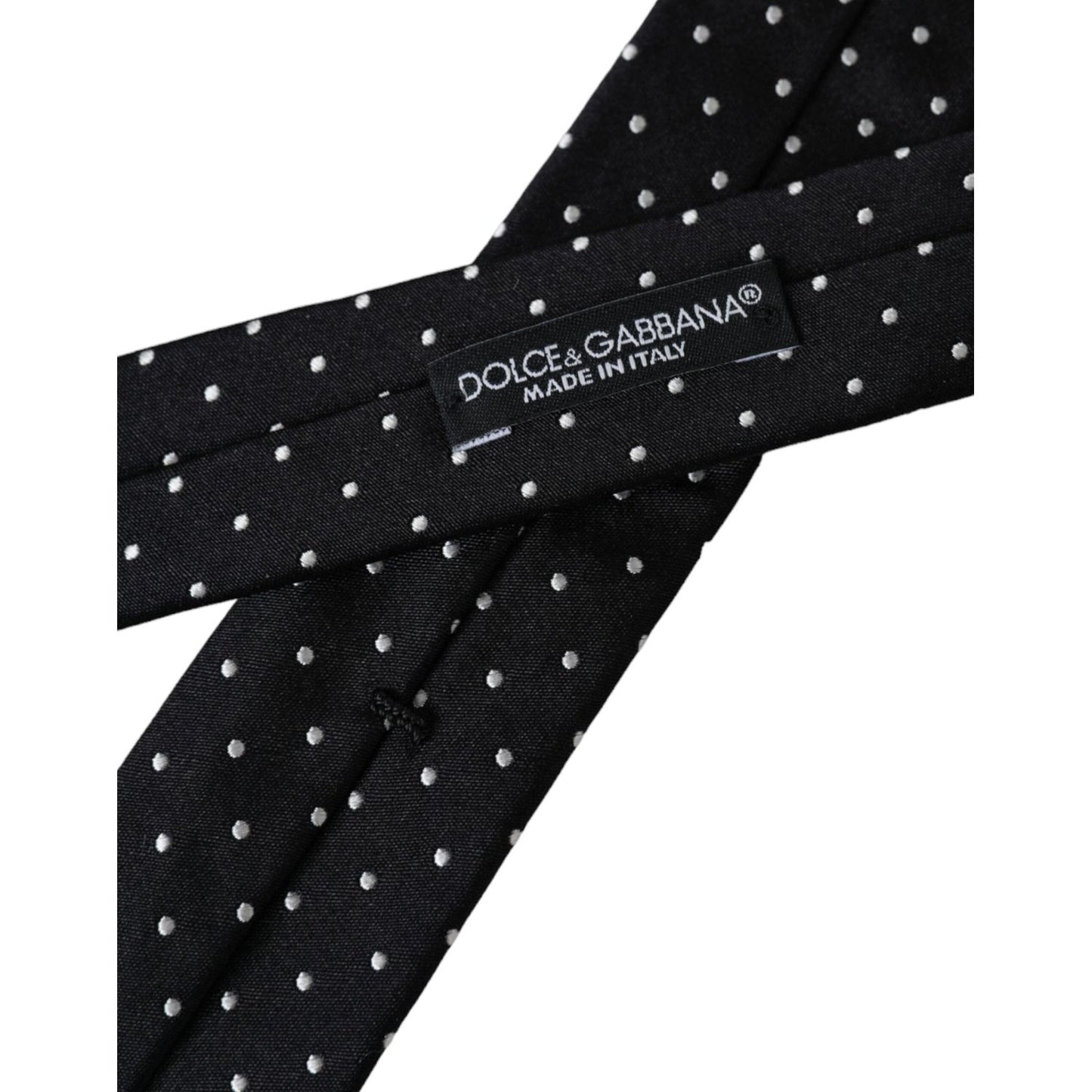 Dolce & Gabbana Black Polka Dot Silk Skinny Adjustable Men Tie Dolce & Gabbana