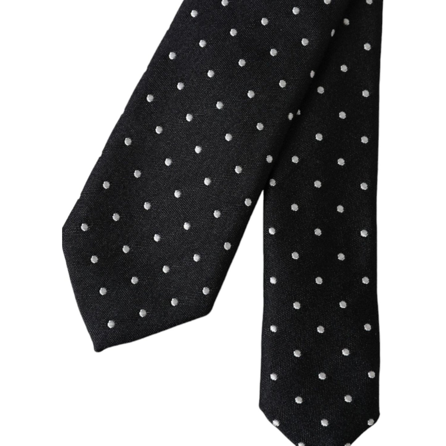 Dolce & Gabbana Black Polka Dot Silk Skinny Adjustable Men Tie Dolce & Gabbana