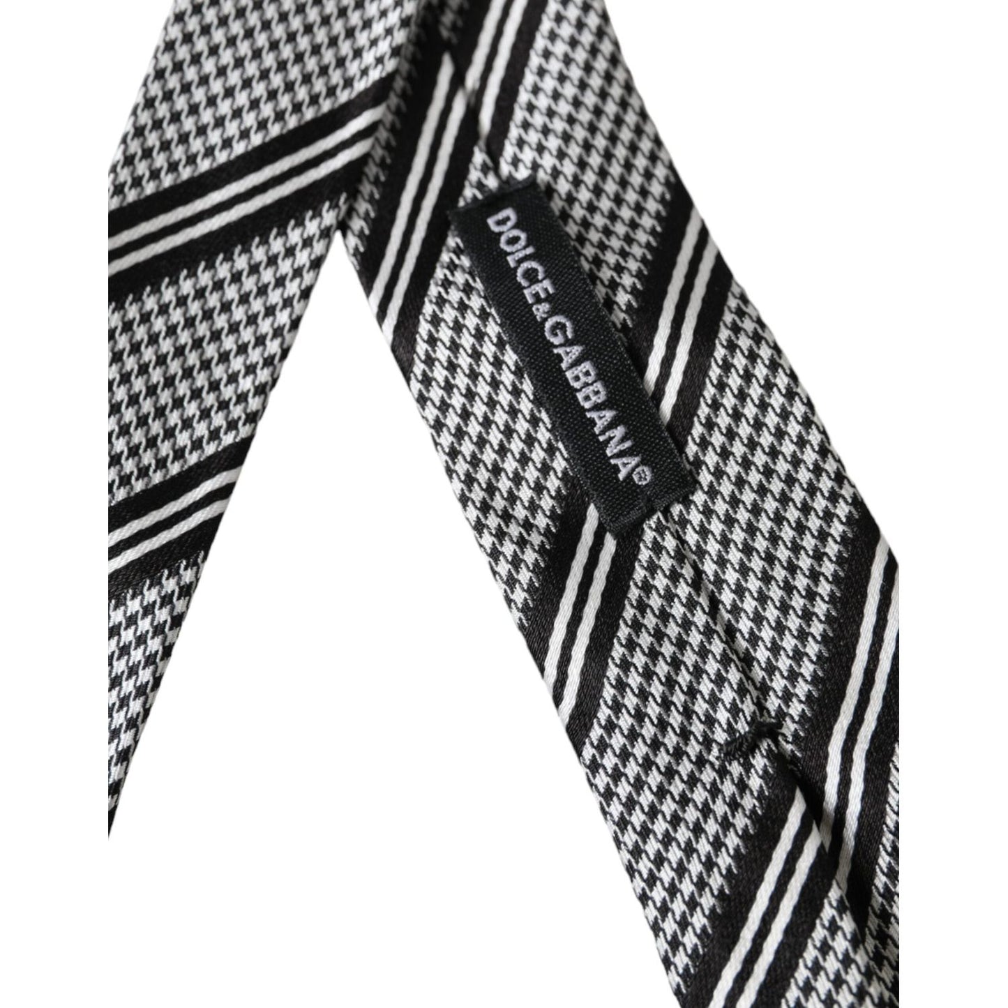 Dolce & Gabbana Black White Stripes Silk Adjustable Tie