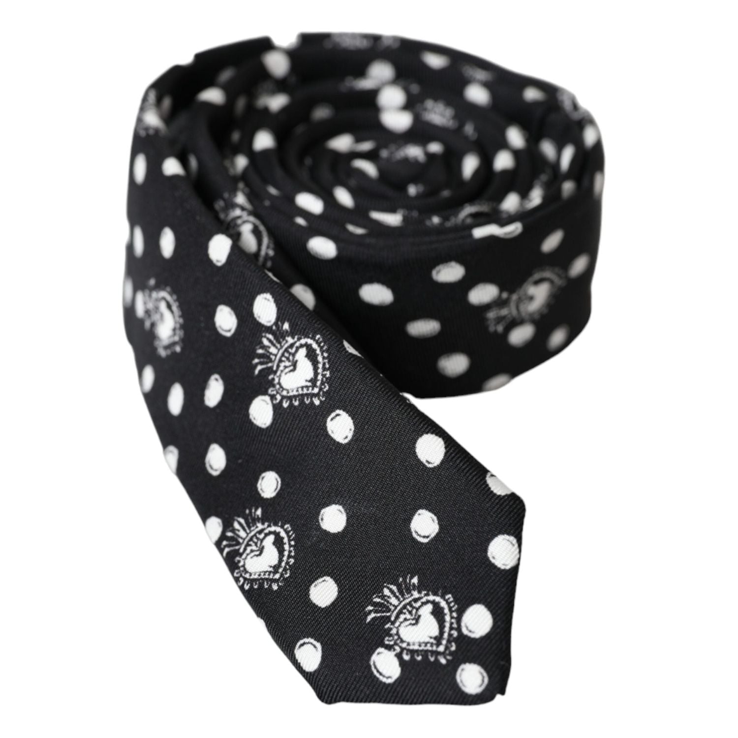 Dolce & Gabbana Black Heart Polka Dot Adjustable Tie