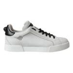 Dolce & Gabbana White Black Leather Low Top Sneakers Men Shoes Dolce & Gabbana