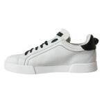 Dolce & Gabbana White Black Leather Low Top Sneakers Men Shoes Dolce & Gabbana