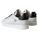 Dolce & Gabbana White Black Leather Low Top Sneakers Men Shoes Dolce & Gabbana