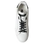 Dolce & Gabbana White Black Leather Low Top Sneakers Men Shoes Dolce & Gabbana