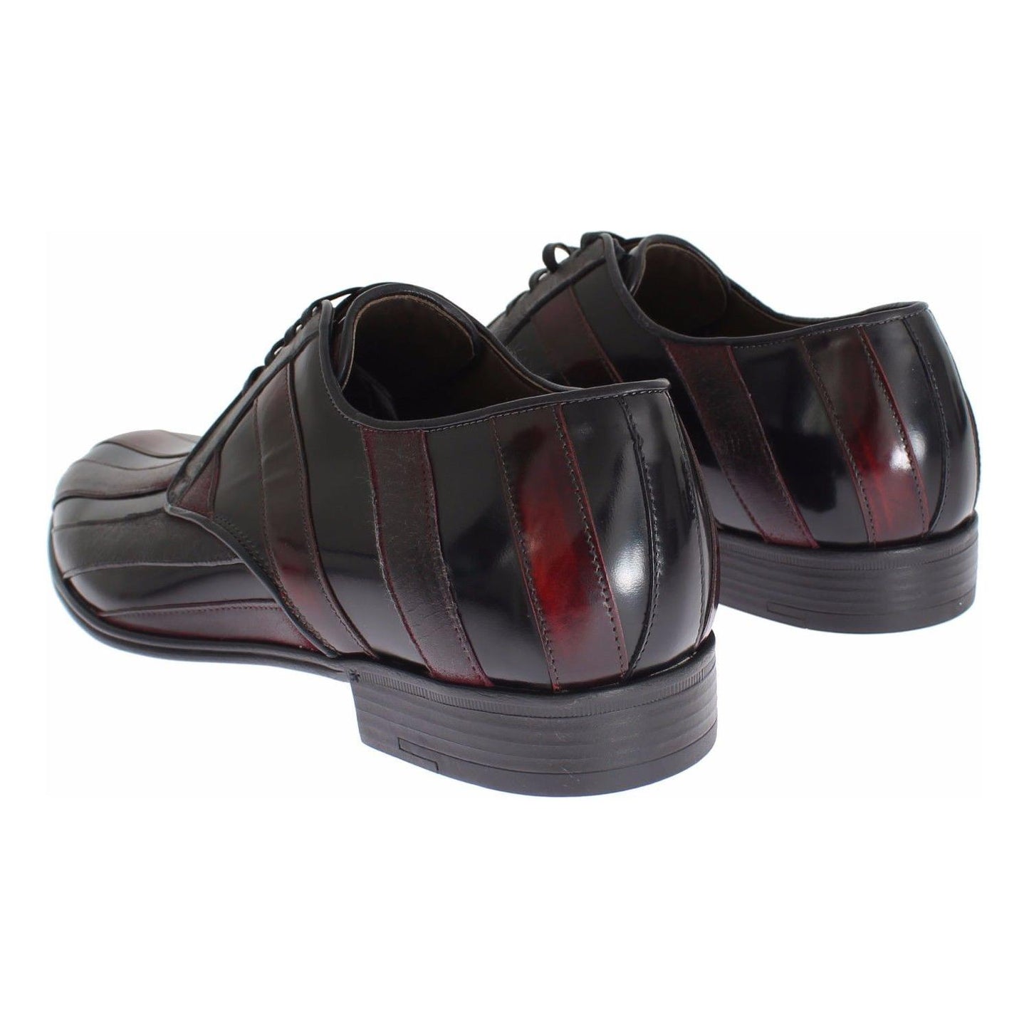 Dolce & Gabbana Elegant Black Bordeaux Striped Leather Dress Shoes Dress Shoes Dolce & Gabbana