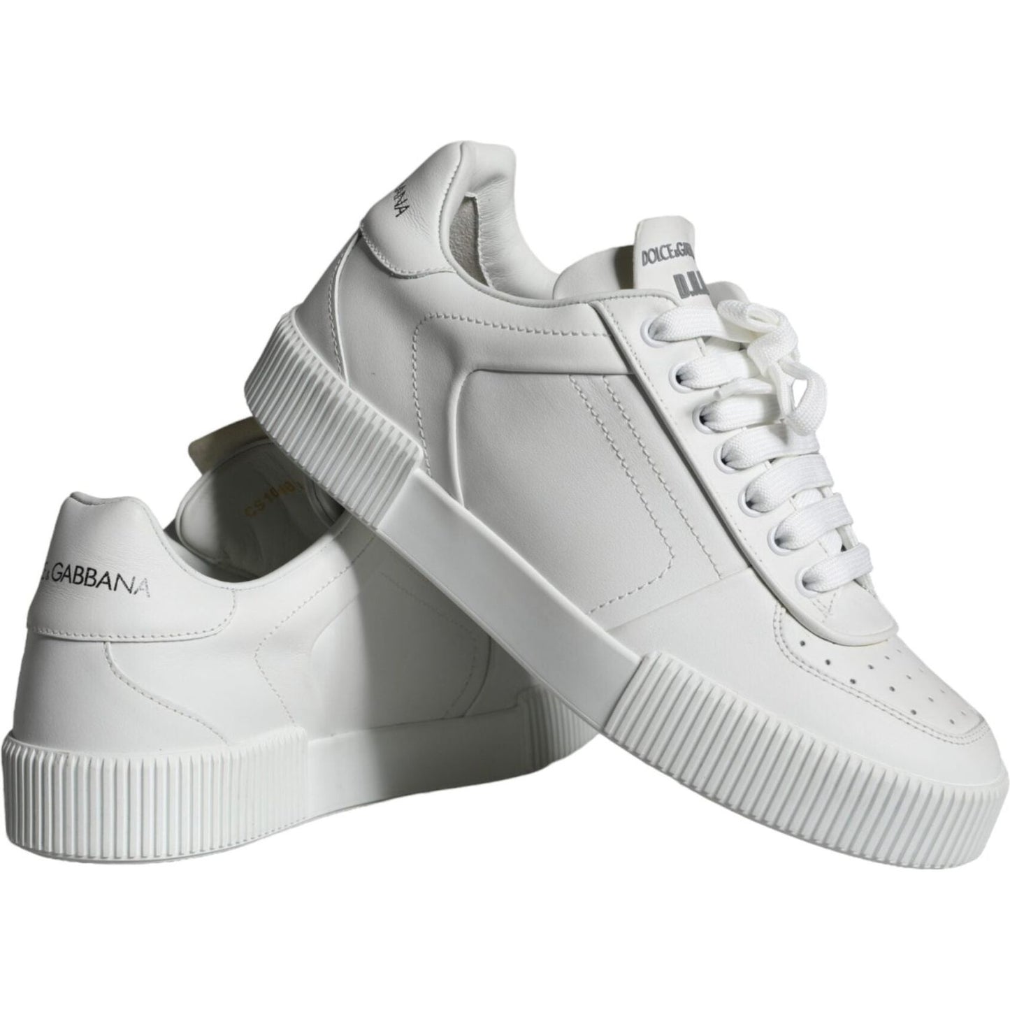 Dolce & Gabbana White Miami Leather Low Top Sneakers Shoes Dolce & Gabbana