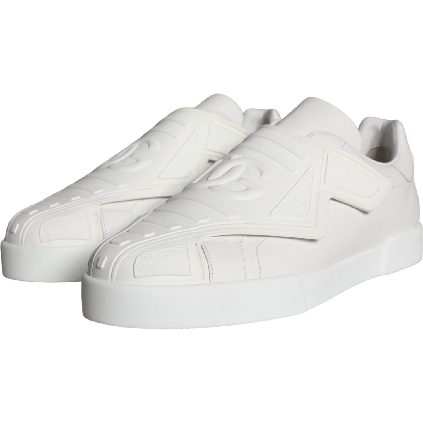 Dolce & Gabbana White Leather Slip On Low Top Sneakers Shoes Dolce & Gabbana