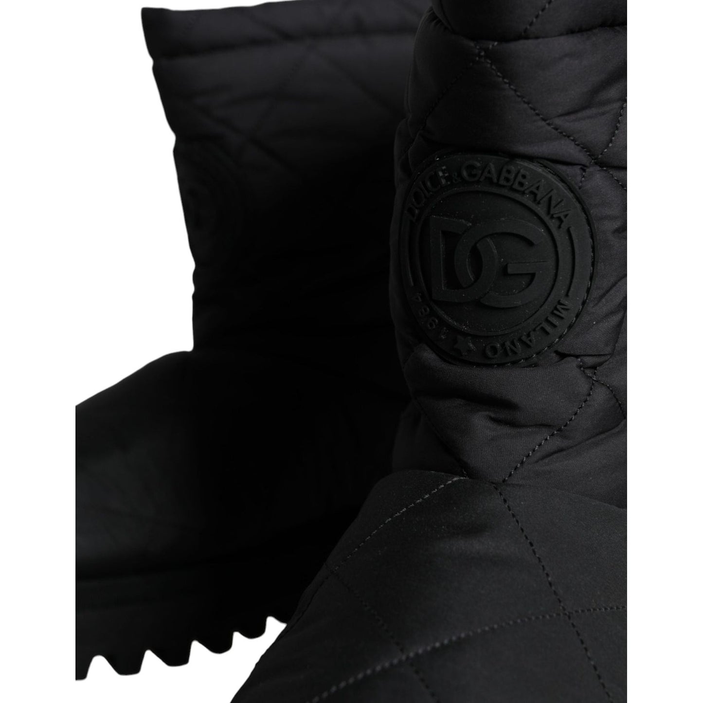 Dolce & Gabbana Black Nylon Padded Mid Calf Men Boots Shoes Dolce & Gabbana