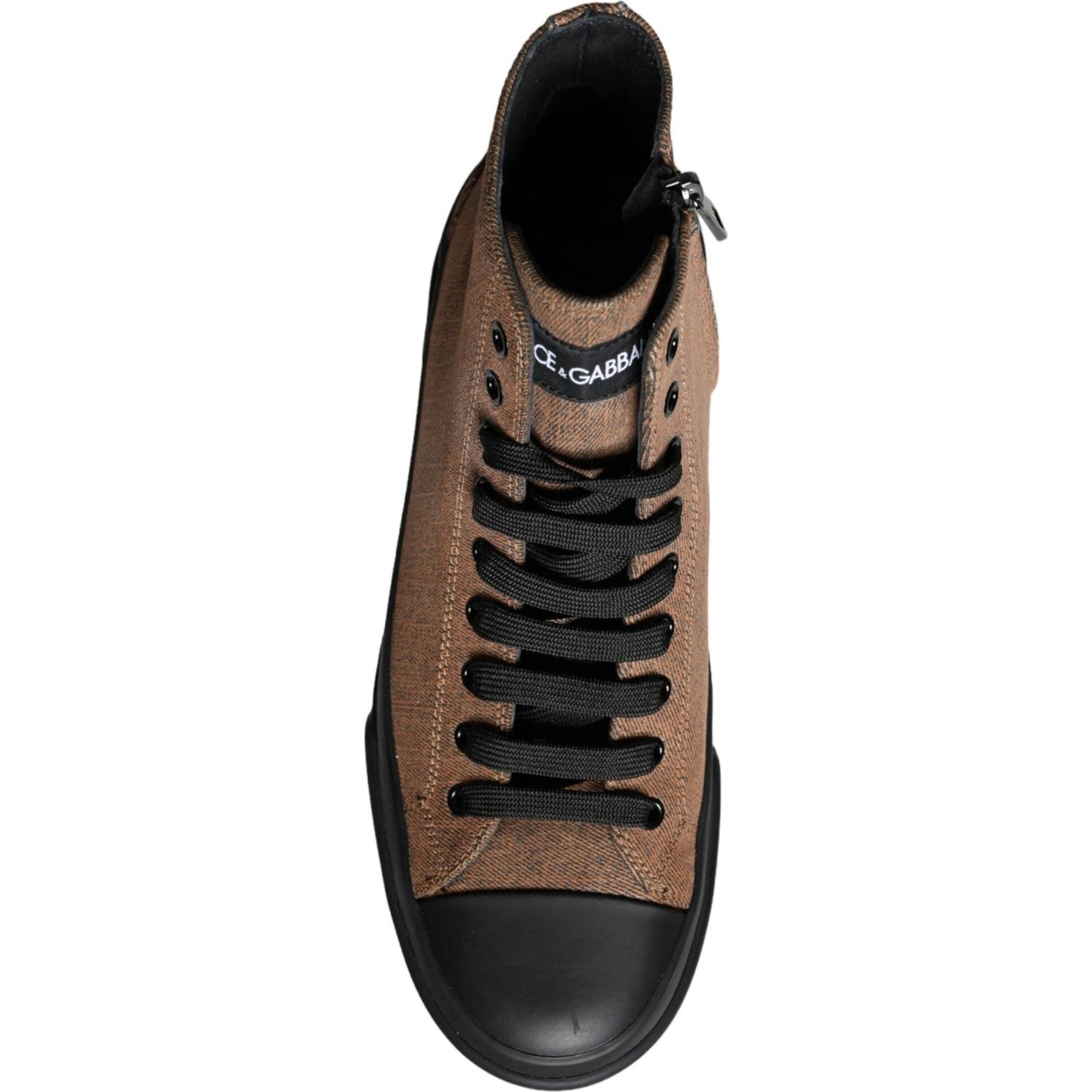 Dolce & Gabbana Black Brown Denim High Top Men Sneakers Shoes Dolce & Gabbana