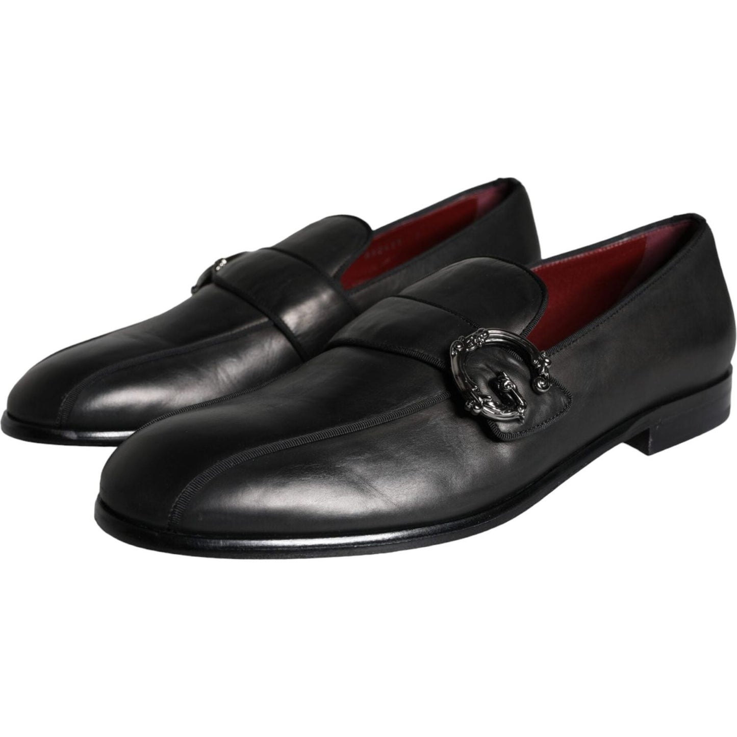 Dolce & Gabbana Black Leather Logo Loafers Men Dress Shoes Dolce & Gabbana