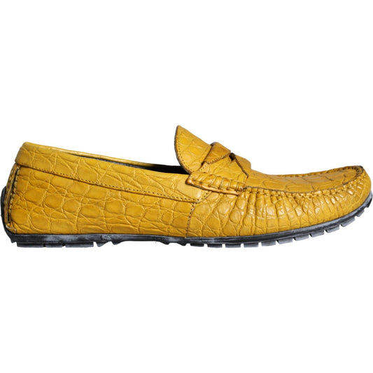 Dolce & Gabbana Yellow Leather Slip Mocassin Loafers Shoes Dolce & Gabbana