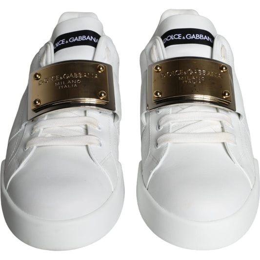 Dolce & Gabbana White Portofino Logo Plaque Sneakers Shoes Dolce & Gabbana