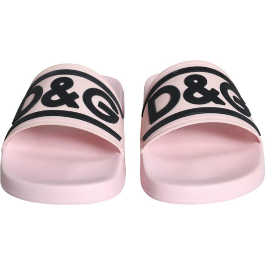 Dolce & Gabbana Black Pink Sandals Rubber Men Beachwear Shoes Dolce & Gabbana