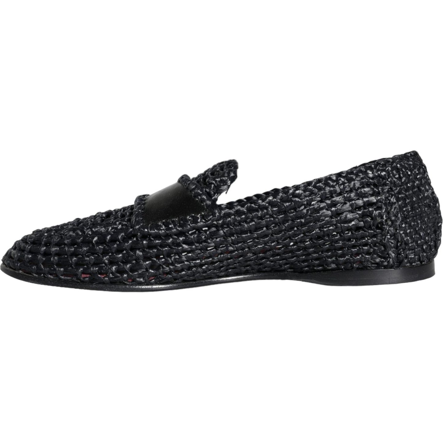 Dolce & Gabbana Black Woven Raffia Slip On Loafers Men Shoes Dolce & Gabbana