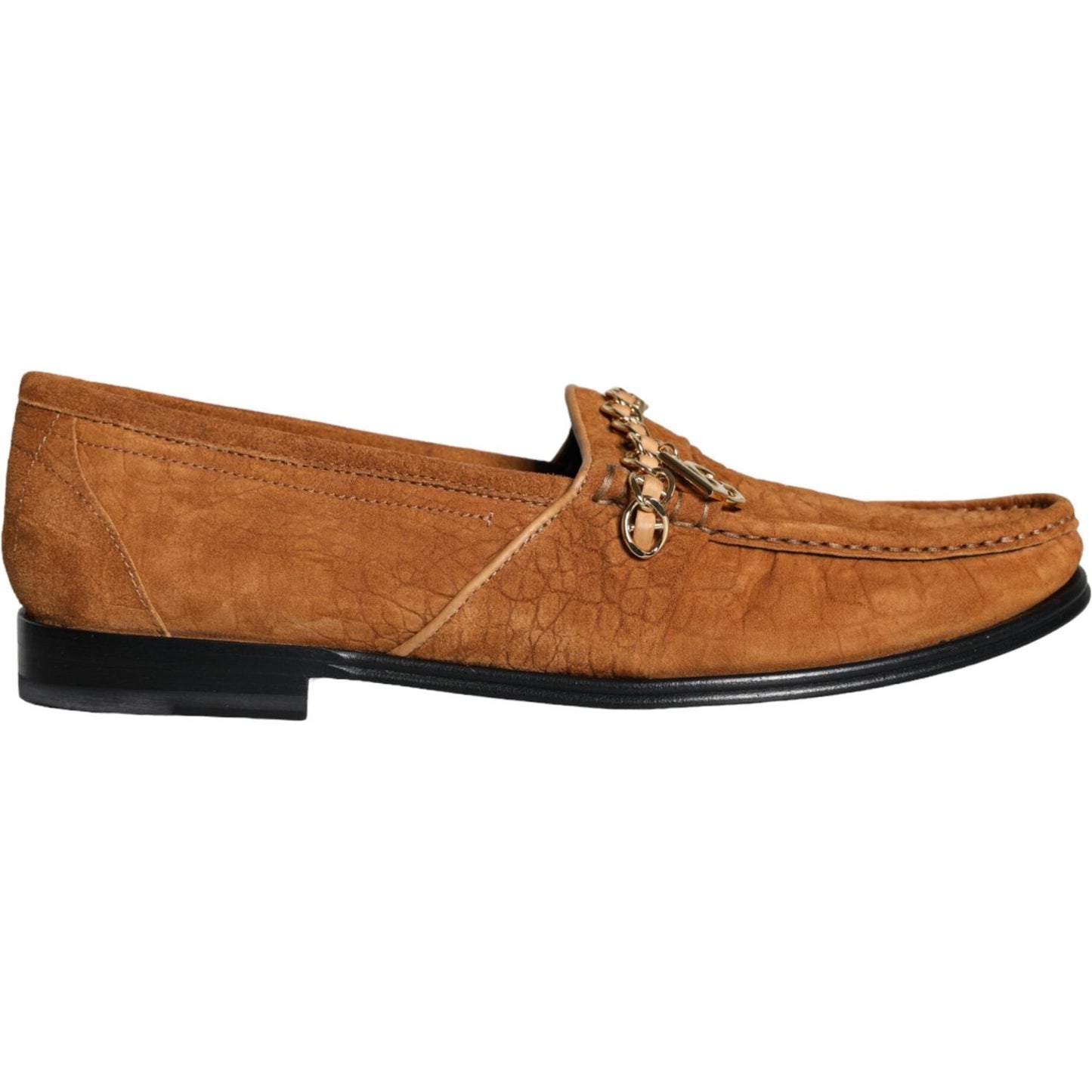 Dolce & Gabbana Brown Velvet Leather Logo Mocassin Slip On Shoes Dolce & Gabbana