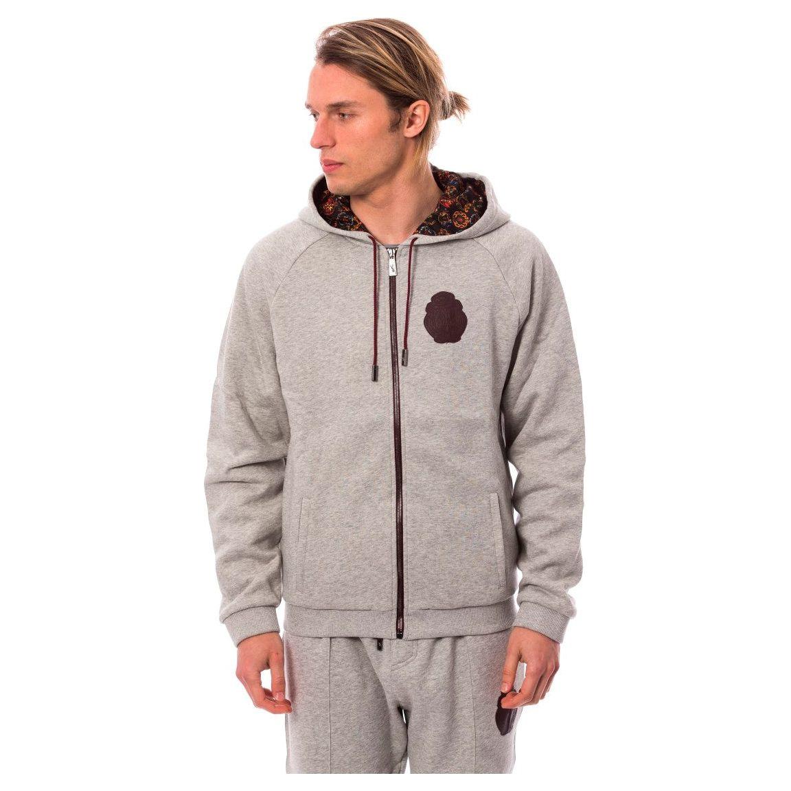 Billionaire Italian Couture Gray Cotton Hooded Sweatsuit