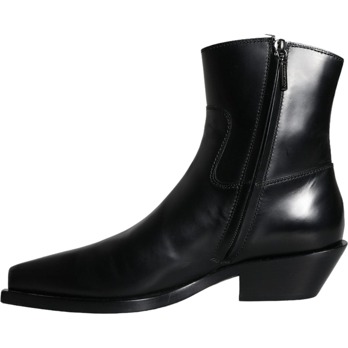 Dolce & Gabbana Black Leather Ankle Boots Booties Shoes Dolce & Gabbana