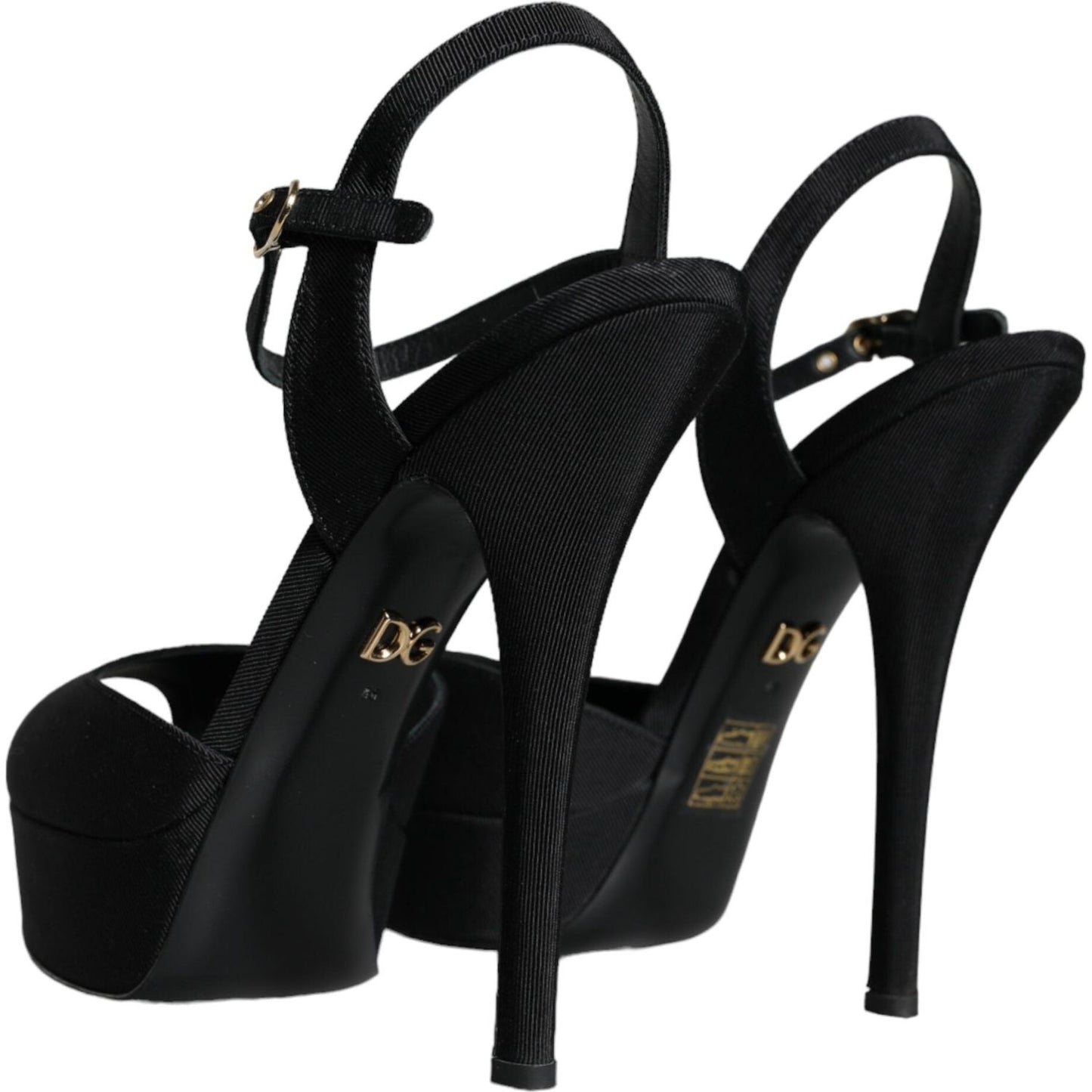 Dolce & Gabbana Black Leather Platform Heels Sandals Shoes Dolce & Gabbana