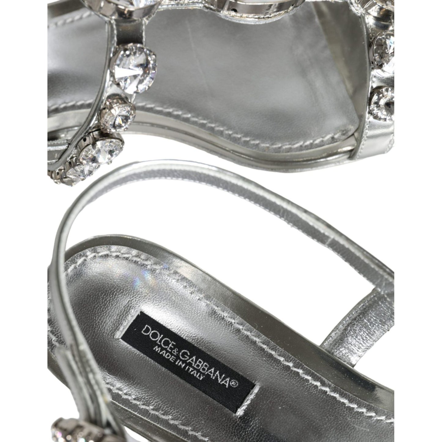 Dolce & Gabbana Silver Crystal Sandals Flats Flip Flops Shoes Dolce & Gabbana