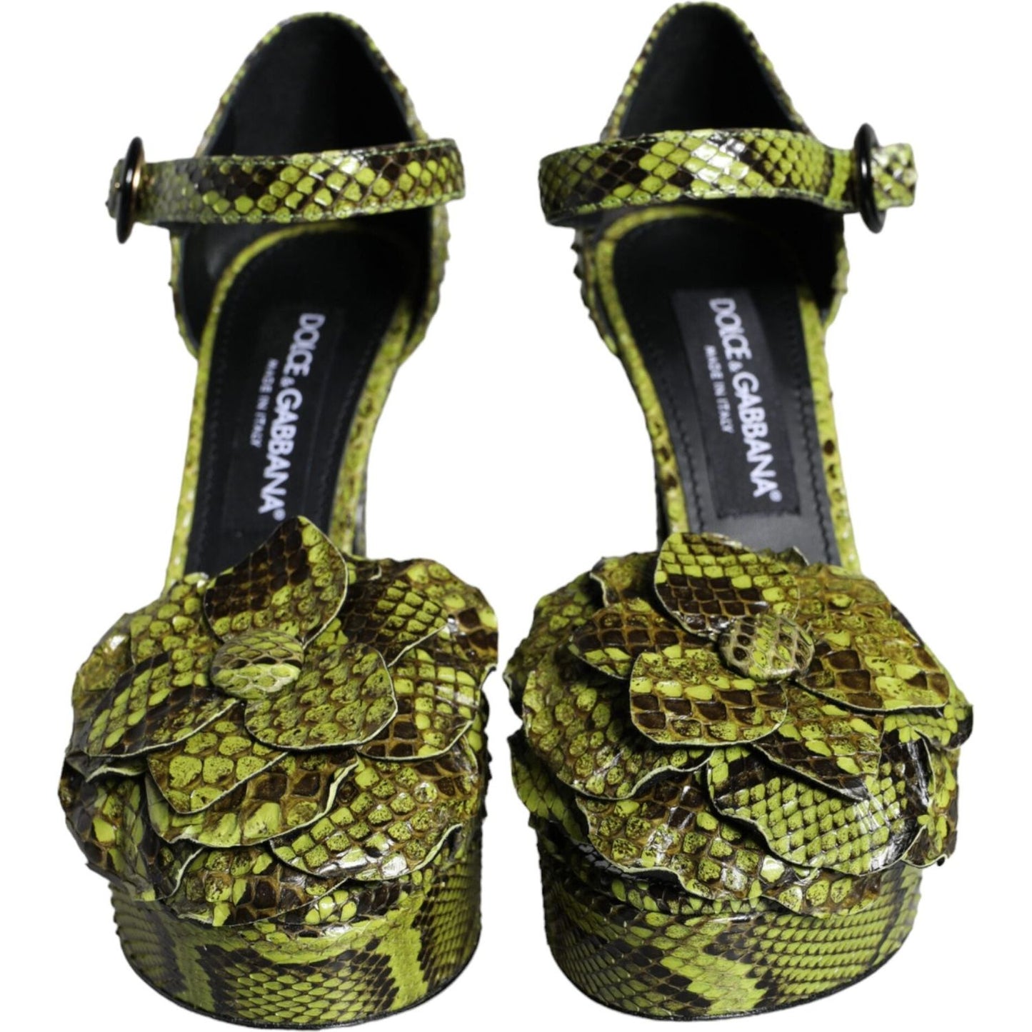 Dolce & Gabbana Green Exotic Leather Ankle Strap Heels Sandals Shoes Dolce & Gabbana