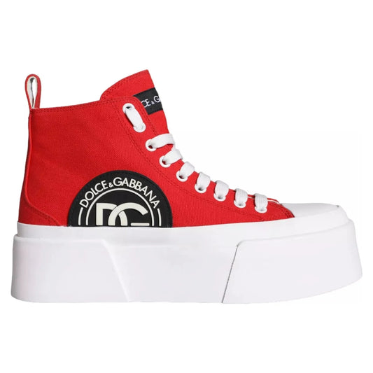 Dolce & Gabbana Red White Canvas Logo Sneakers Boots Shoes Dolce & Gabbana