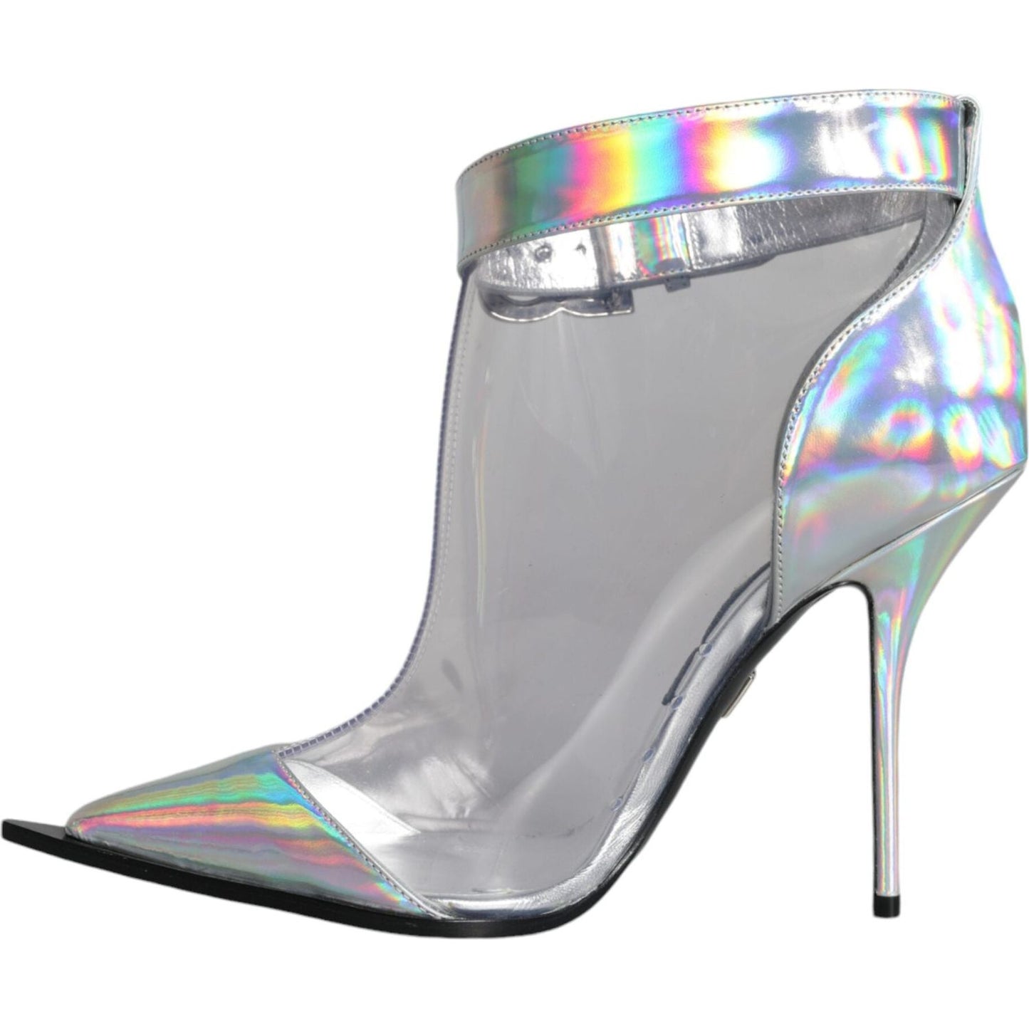 Dolce & Gabbana Silver Iridescent PVC Pointed Short Boots Shoes Dolce & Gabbana