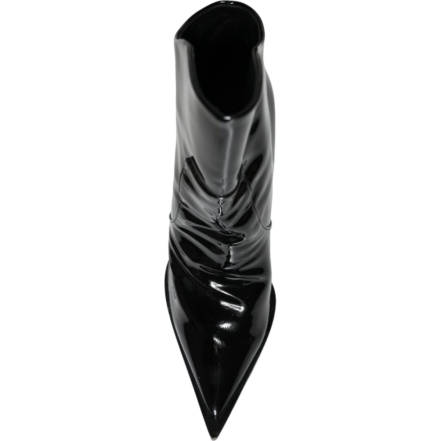 Dolce & Gabbana Black Patent Leather Pointed Ankle Boot Shoes Dolce & Gabbana