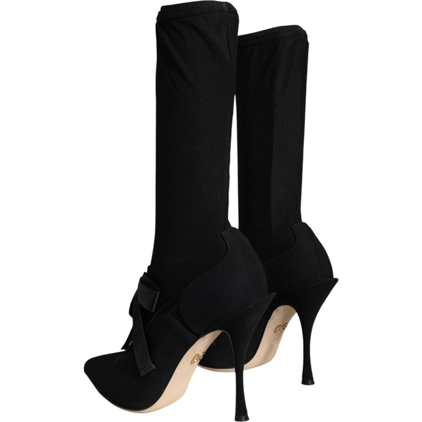 Dolce & Gabbana Black Stiletto Heels Mid Calf Boots Shoes Dolce & Gabbana