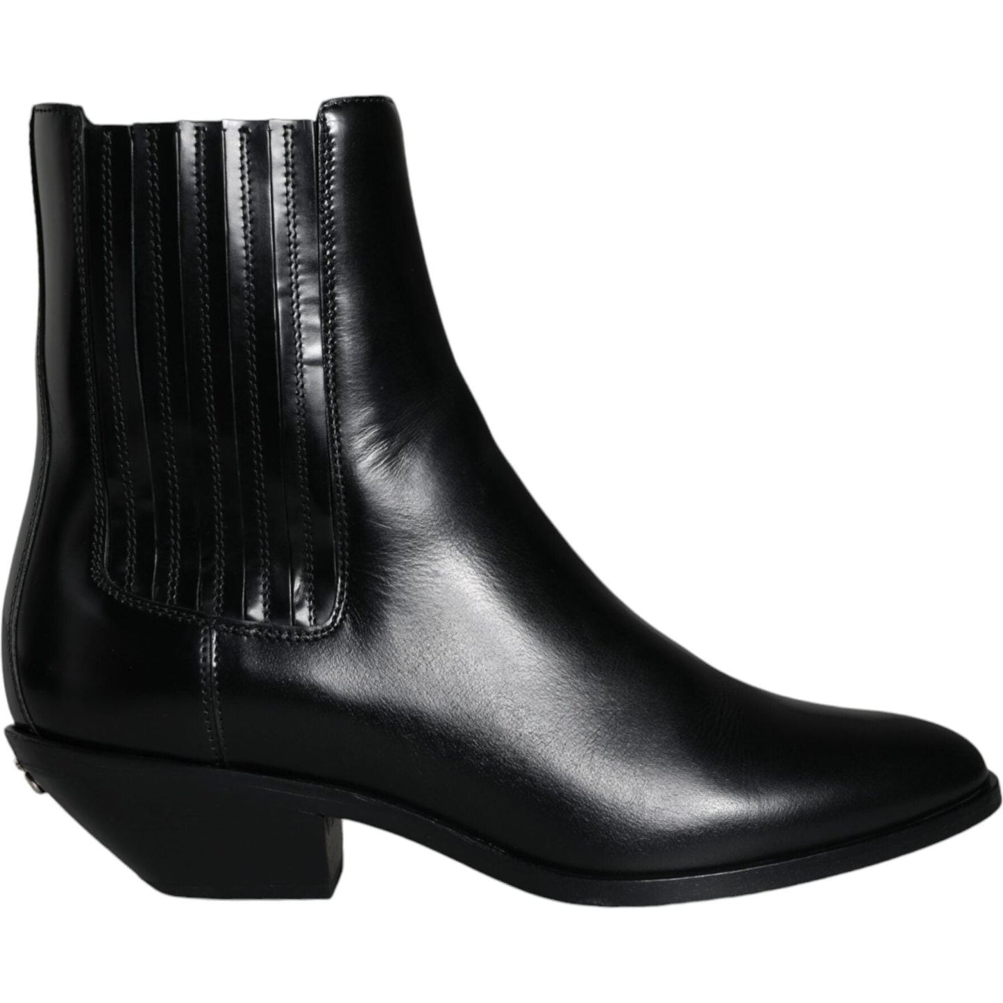 Dolce & Gabbana Black Leather Ankle Boots Booties Shoes Dolce & Gabbana